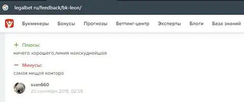 Публикация о Леон Букмекер на сайте legalbet ru