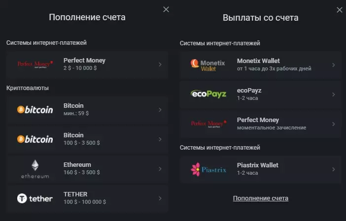 Ввод и вывод в букмекерской конторе Leonbets