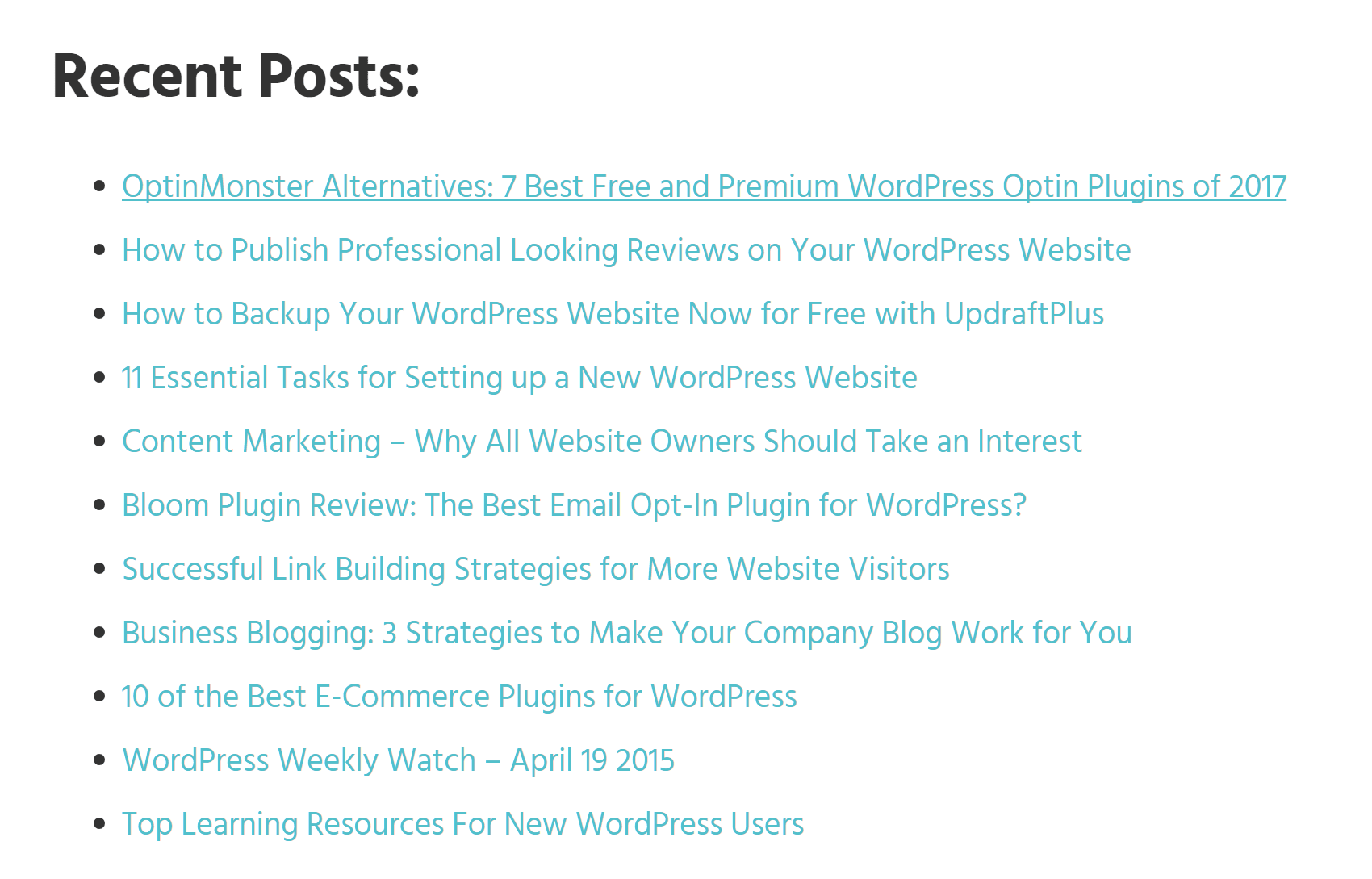 Example of a public sitemap created with the plugin